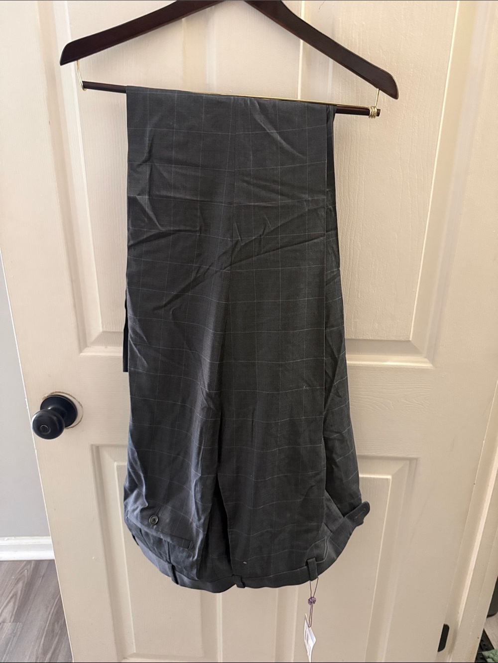 Men's Gray Windowpane Dress Pants